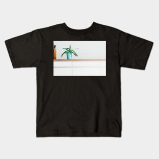 Aloe Vera Plant in Beautiful Turquoise Pot Standing in Modern Minimalist Kitchen Kids T-Shirt